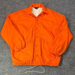 Pla-Jac by Dunbrooke Men's L Orange Vintage Nylon Coach Jacket USA Windbreaker